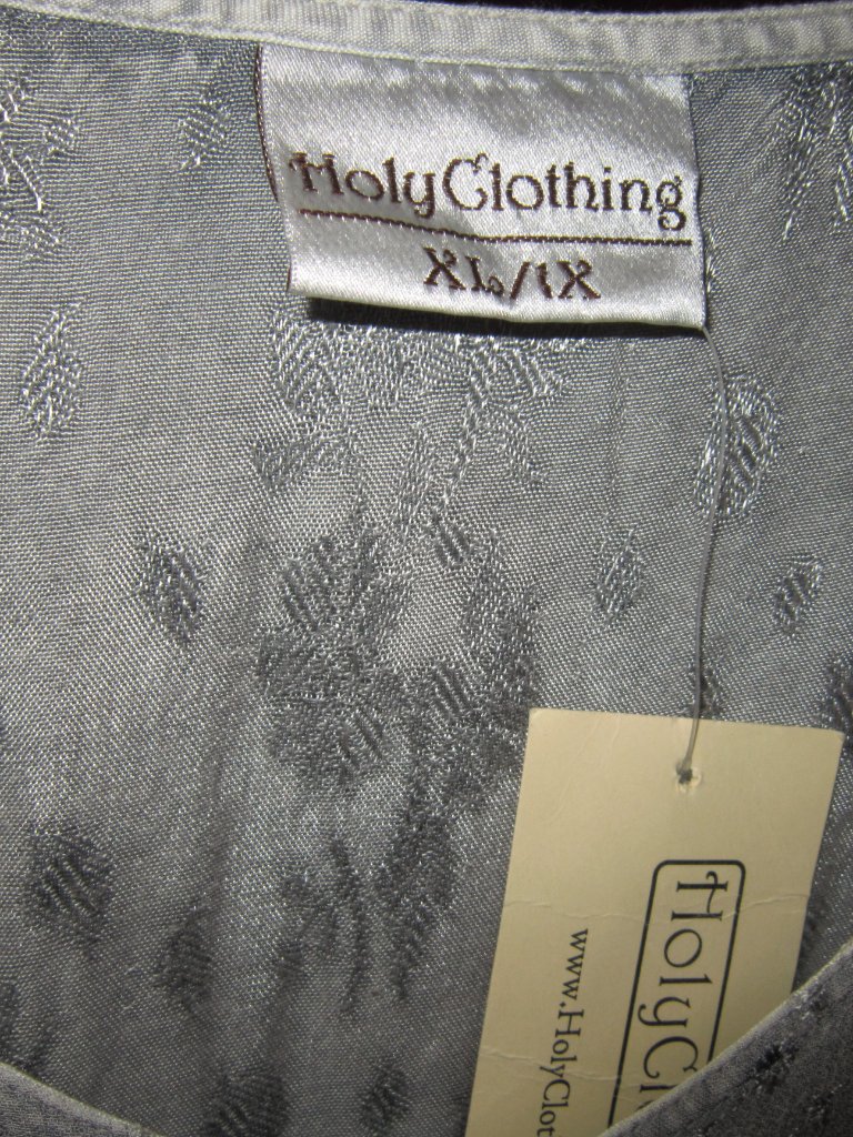 Holy Clothing New Xl 1x Maxi Dress Embroidered Button Chiffon Contrast Gray Long — image 3 of 4